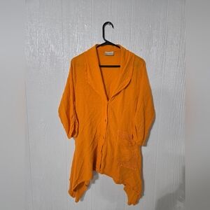 Cottonways Tammy Gauze Cotton Tunic Top Shark Bite Hem Lagenlook Size 1